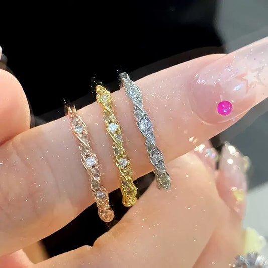 Niche Twist Winding Love Fashion Personalized Diamond In The Debris Ring