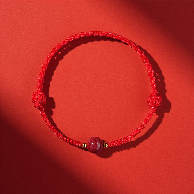 Life Red Rope Woven Cinnabar Jade Ethnic Style Advanced Bracelets