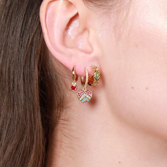 Stylish Fashion Trend Gold Zircon Three-piece Earrings