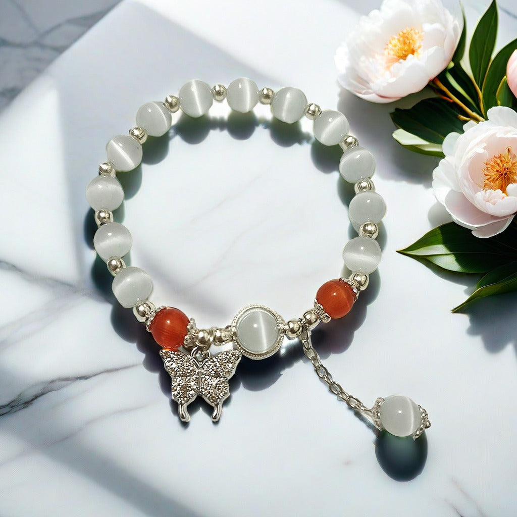 White Opal Butterfly Female Temperament Design Bracelets