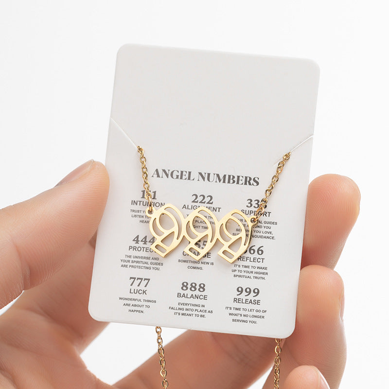 Women's Angel Lucky Number Fashion Stainless Steel Necklaces