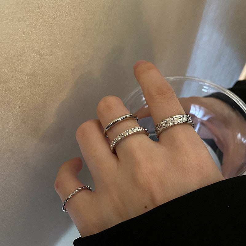 Cold Style Simple Suit Combination Female Opening Adjustable Index Finger Ring