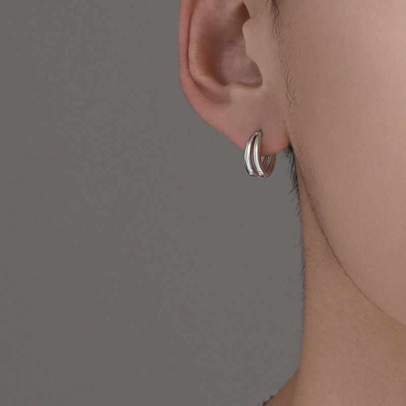 Men's Sier Tide Niche Personality Simple Ear Buckle