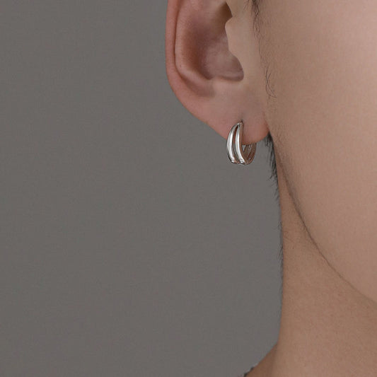 Men's Sier Tide Niche Personality Simple Ear Buckle