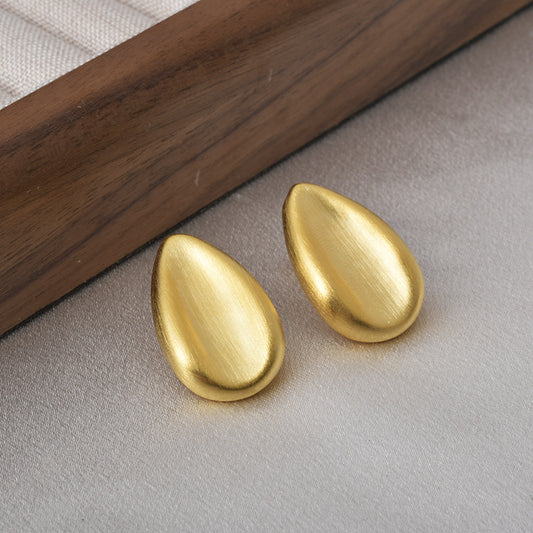 Brushed Water Drop Ear Cold Style Stud Earrings