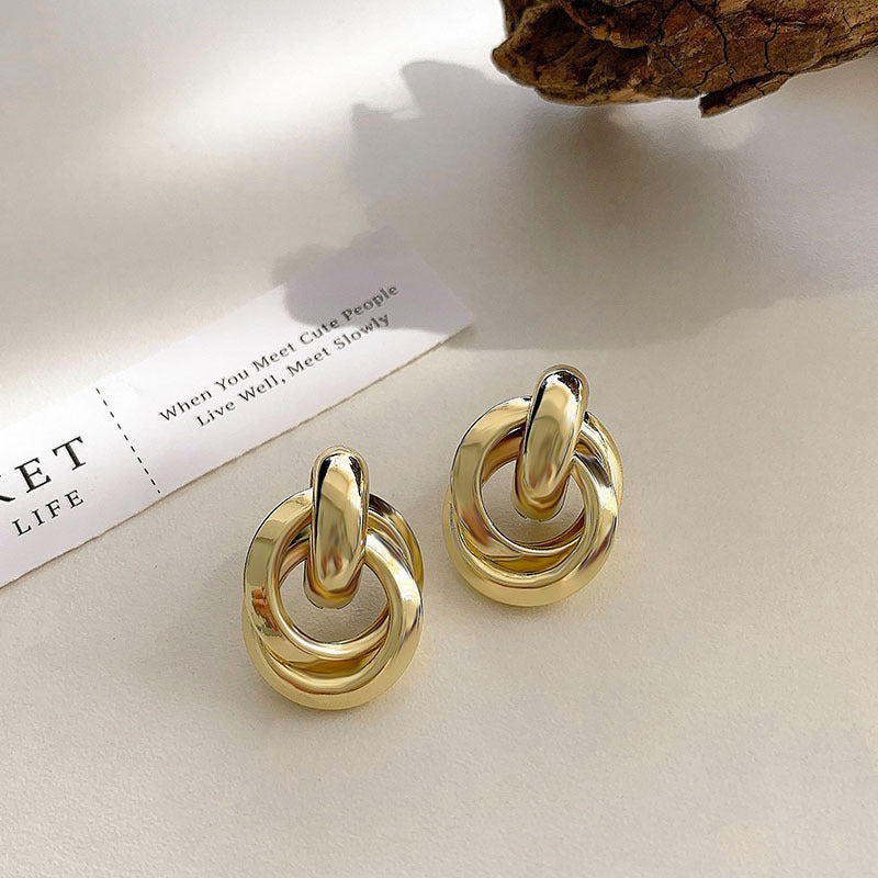 Women's Golden Light Luxury High-grade Metal Design Earrings