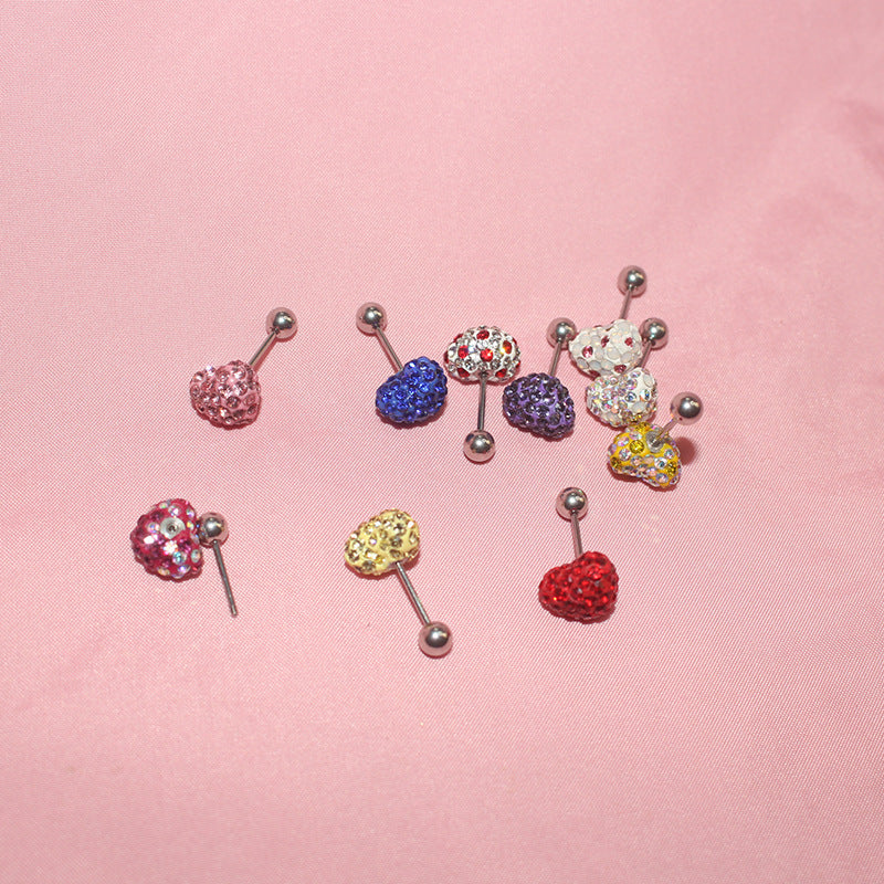 Titanium Steel Ear Fashion Three-dimensional Double-headed Twist Small Heart Shape Stud Earrings