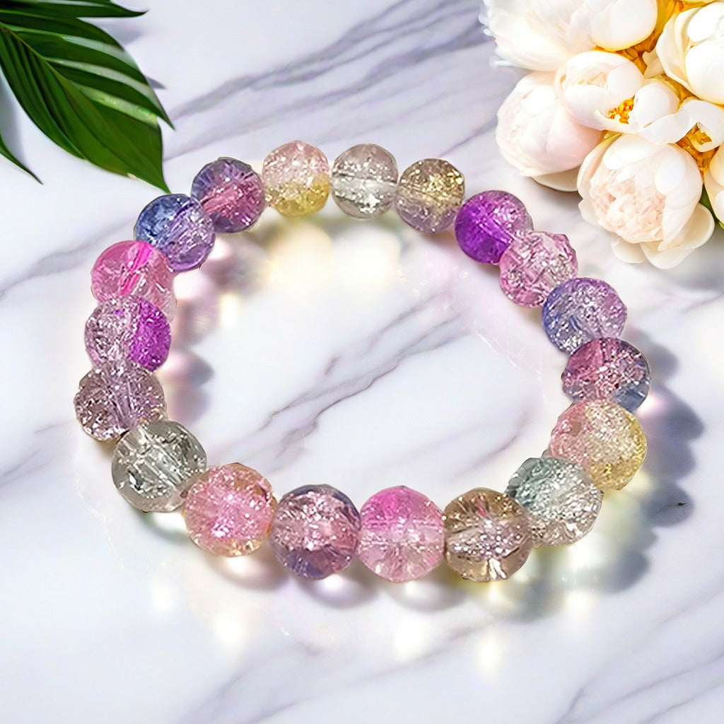 Purple Brushed Floral Beads Female Hand Toy Bracelet
