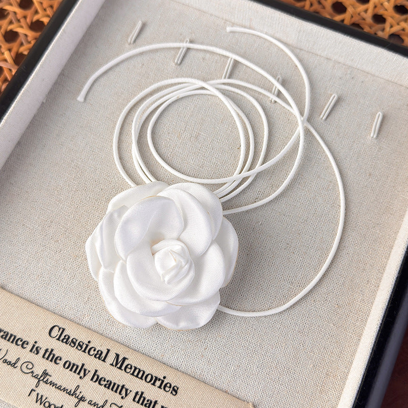 Neck Flower Black Necklet Neckband Camellia Necklace