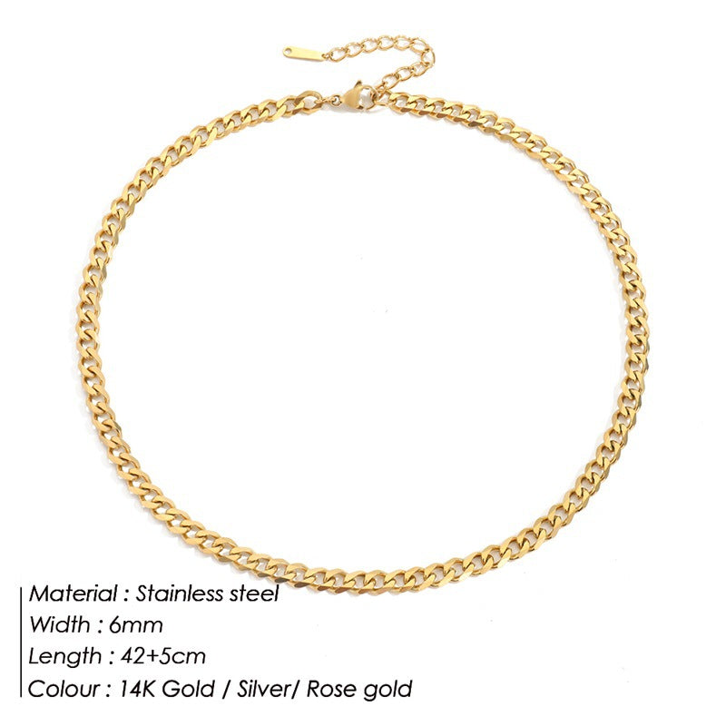 Women's & Men's Cuban Link Chain Stainless Steel Street Necklaces