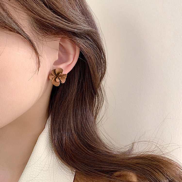 Women's Design Flower For Retro Coffee Color Earrings