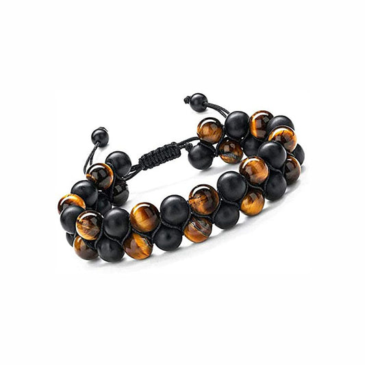 Men's Magnet Natural Stone Tiger Eye Double Bracelet