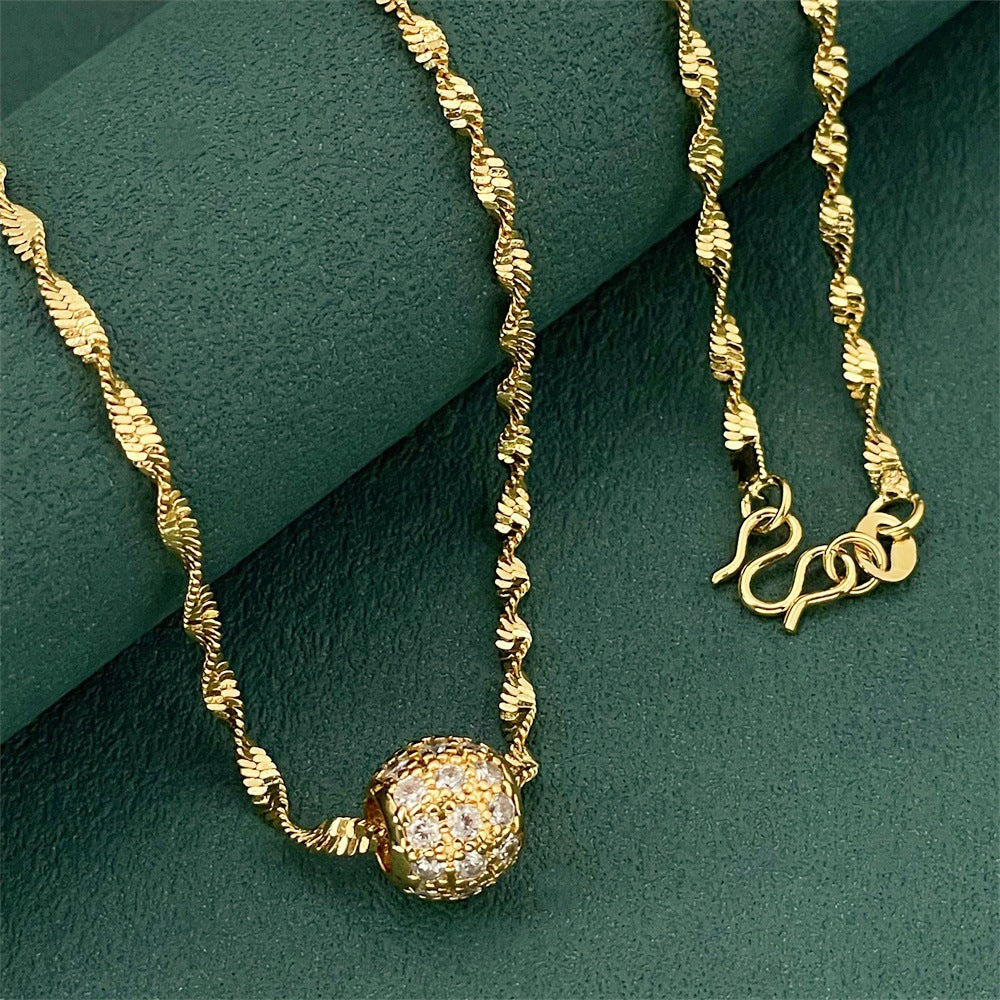Women's Gold-plated Gold Vacuum Plating Lucky Beads Necklaces