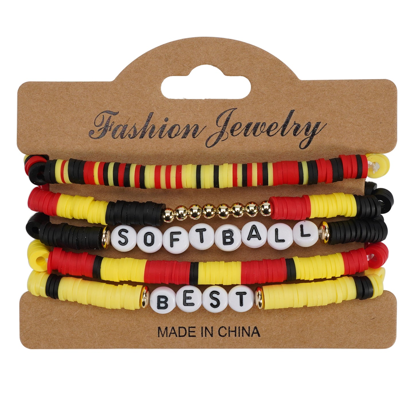 Softball Match Day Sports Beaded Stretch Bracelet