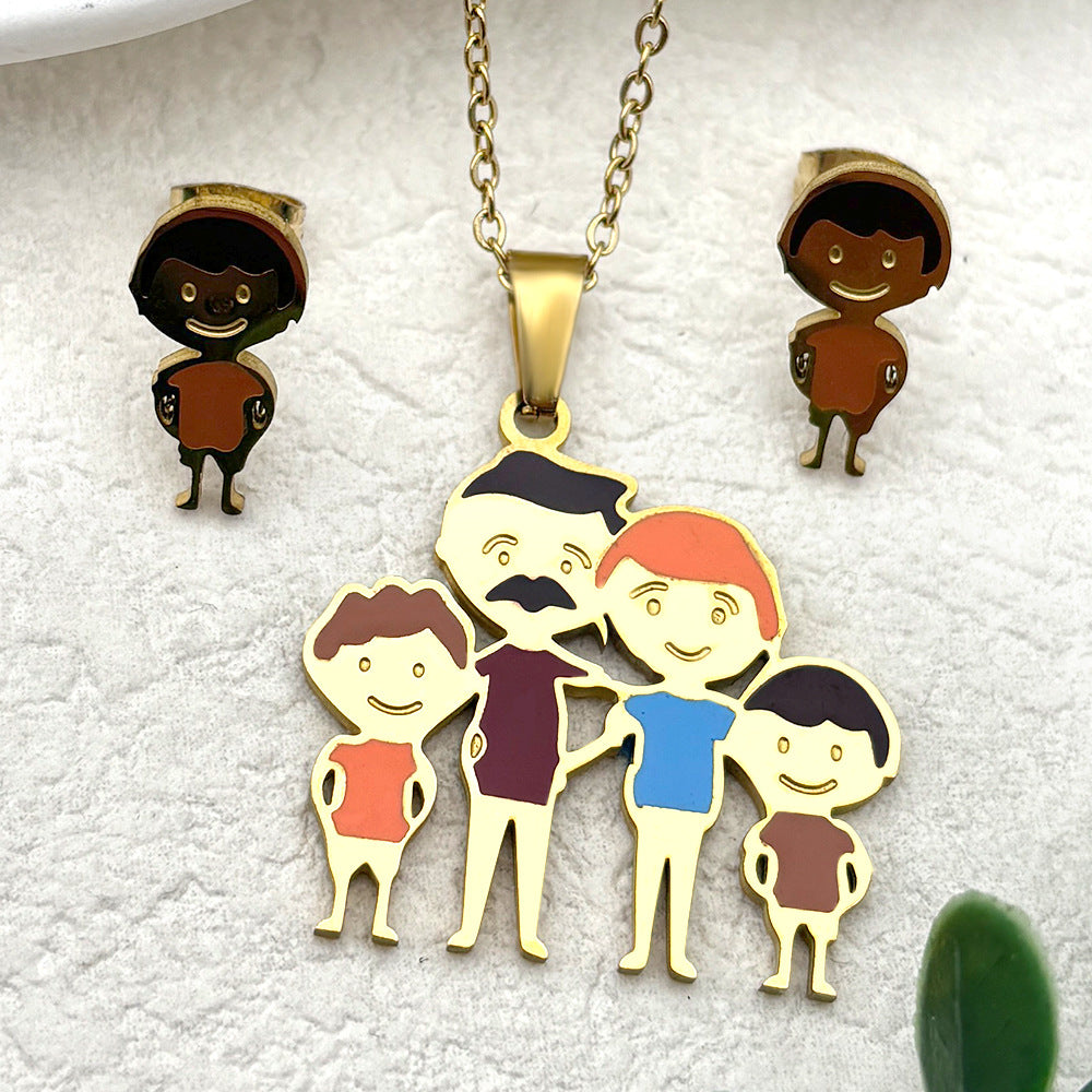 Clear Stock Rainbow Color Small Cartoon Female Oil Pendants