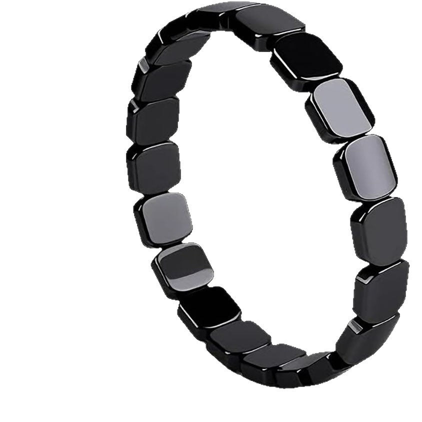 Men's Square Hematite Elastic Mixed Fashion Beaded Bracelet