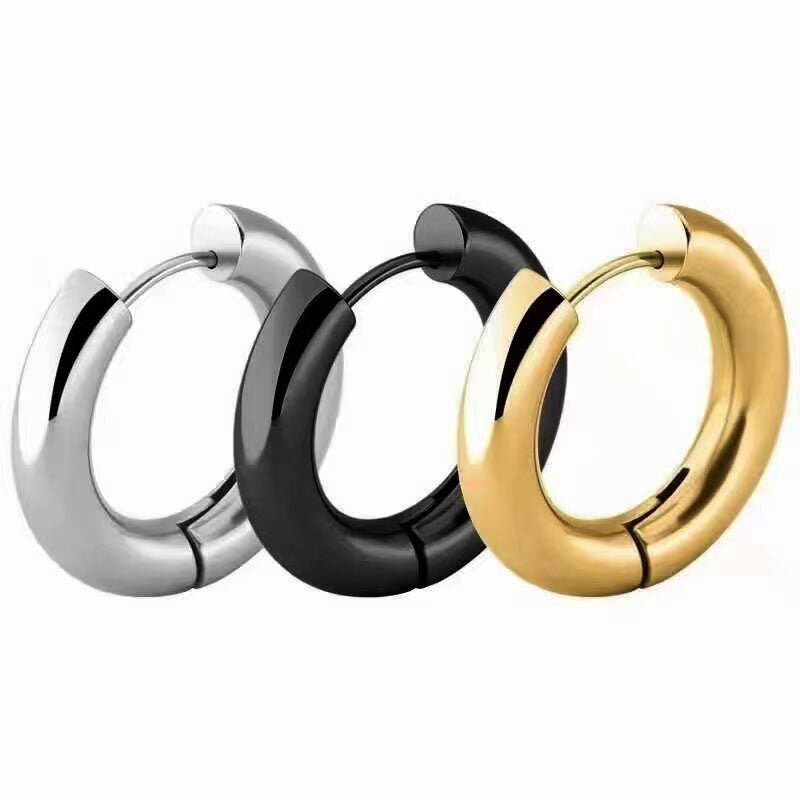 Stainless Titanium Steel Classic Arc Small Circle Earrings