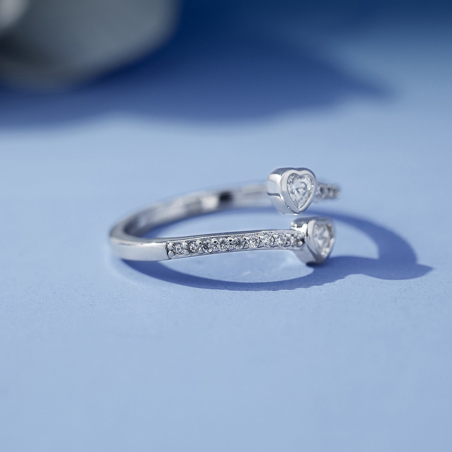 Fashion Heart Shape With Diamond Zircon Female Eternal Opening Ring