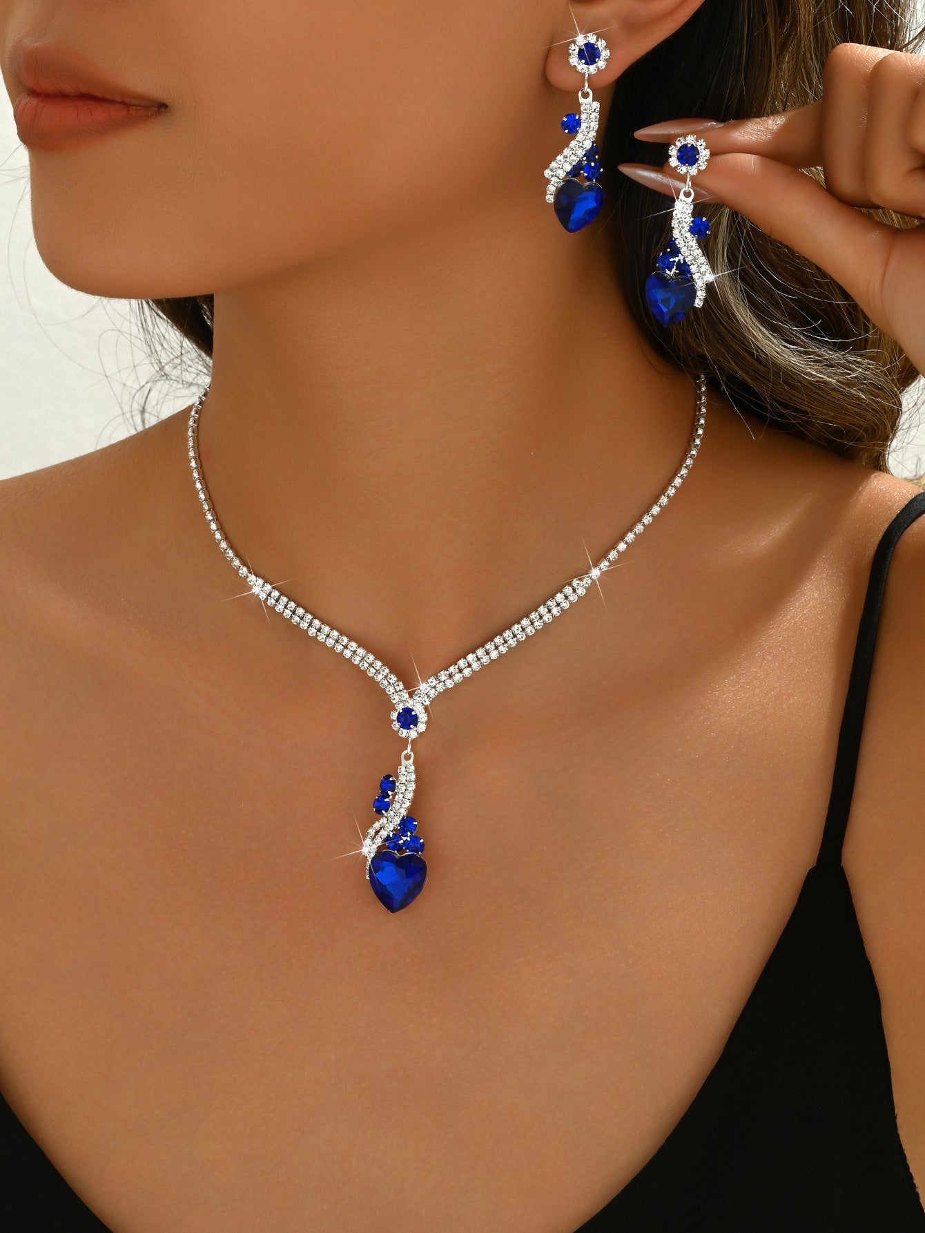 Women's Water Drop Geometry Crystal Two-piece Jewelry Set
