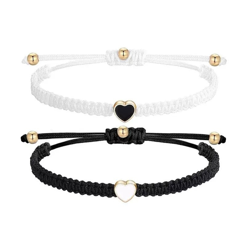 Hand-woven Alloy Love Adjustable Couple Band Bracelet