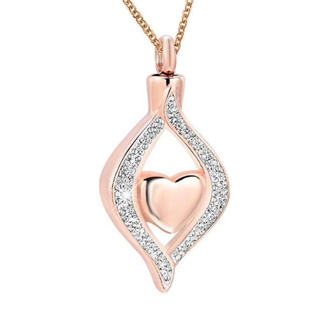 Heart Shape With Diamond Stainless Steel Perfume Bottle Pendants