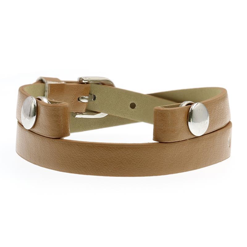 Leather Double Section Wrist Strap Bright Color Bracelet