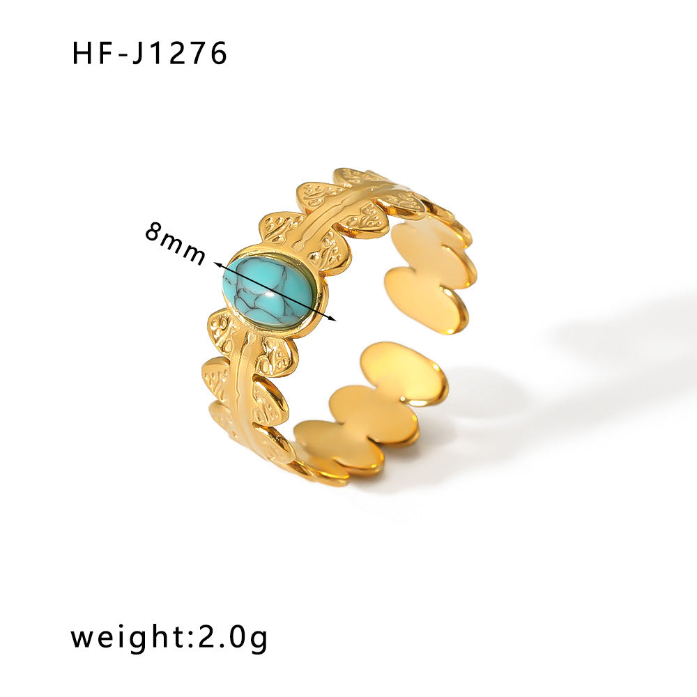 Minority Design Irregular Oil Pressure Gold Titanium Steel Open Female Rings