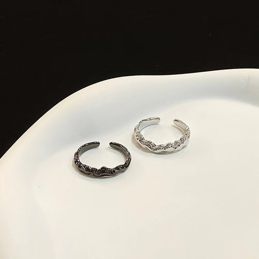 Versatile Simple Couples Openings Design Dark Irregular Couple Personalized Index Ring