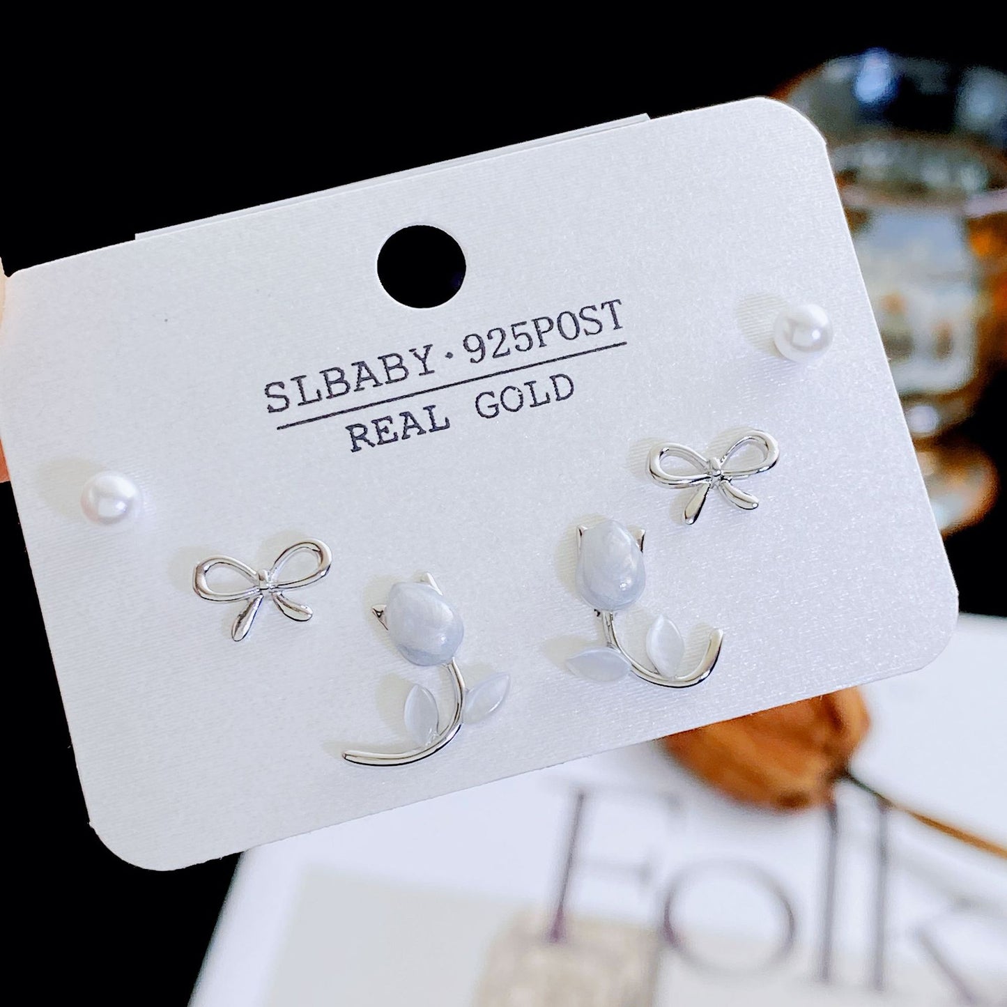 Women's Needle Simple Series Three Pairs Storage Ear Rings