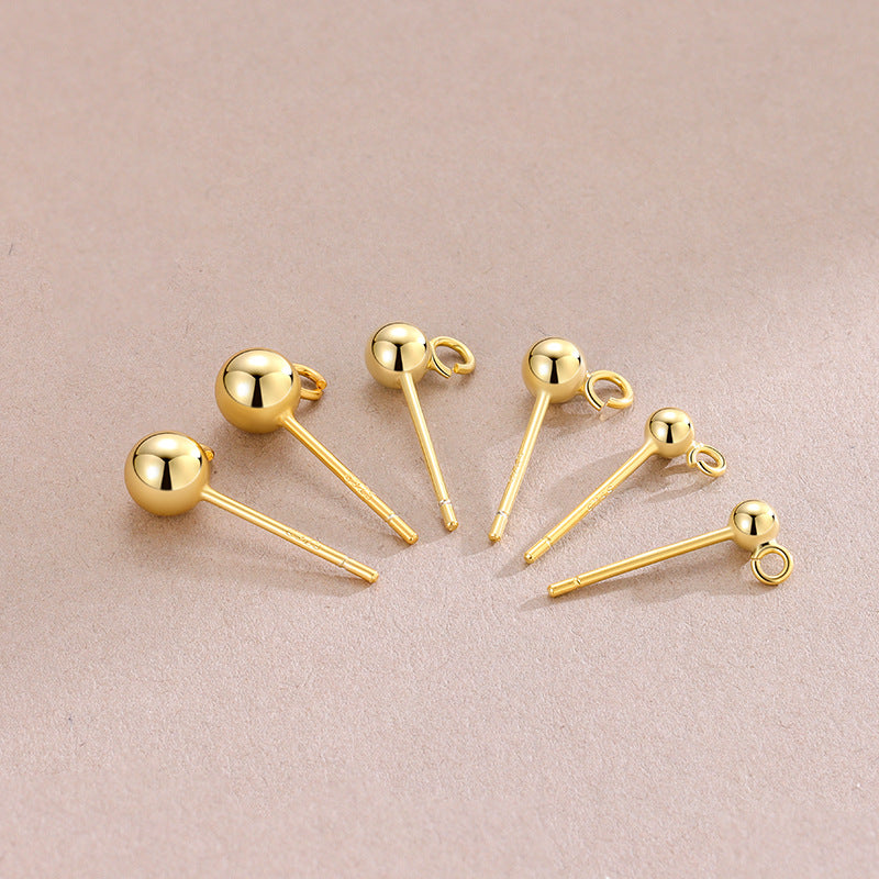 Women's Sterling Sier Plus Split Beanie Bead Gold Earrings