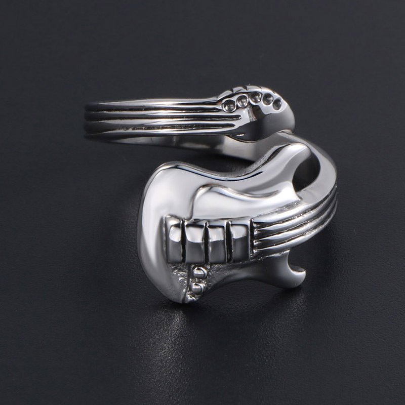 Men's Fashion Open-end Personality Rock Music Guitar Rings