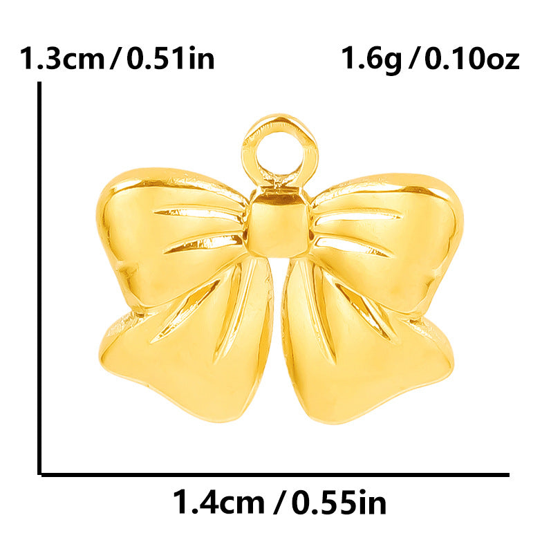 Stainless Steel Golden Bow Fashion Ornaments Pendants