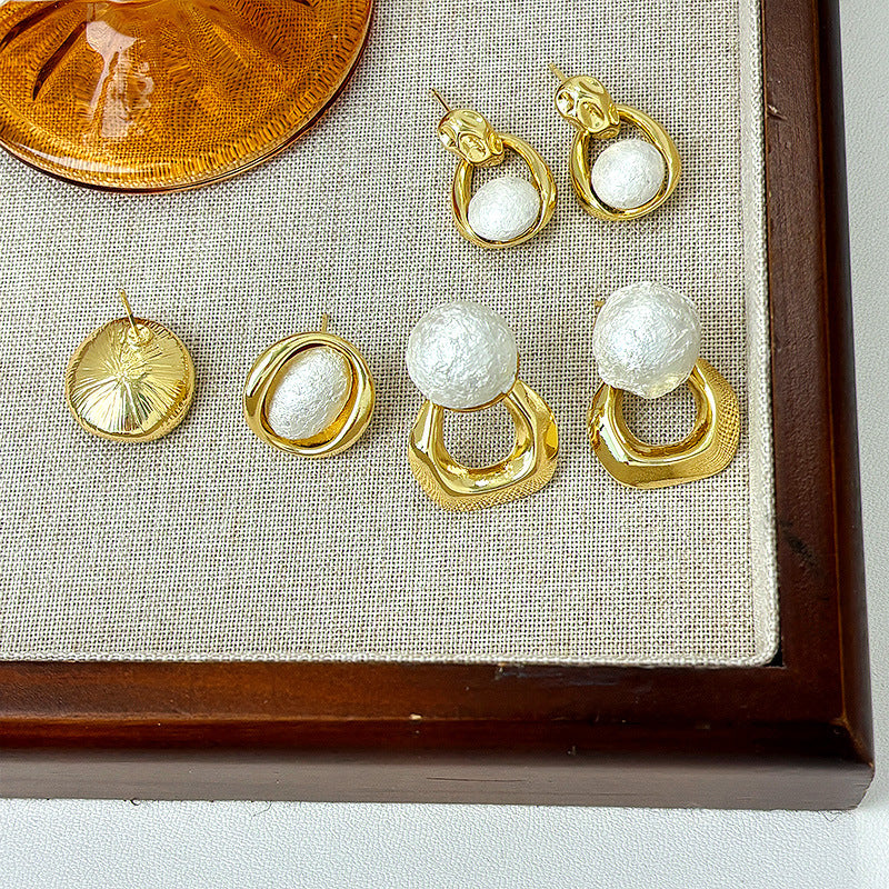 Oval Frosted Circle Design Irregular Simple Graceful Earrings