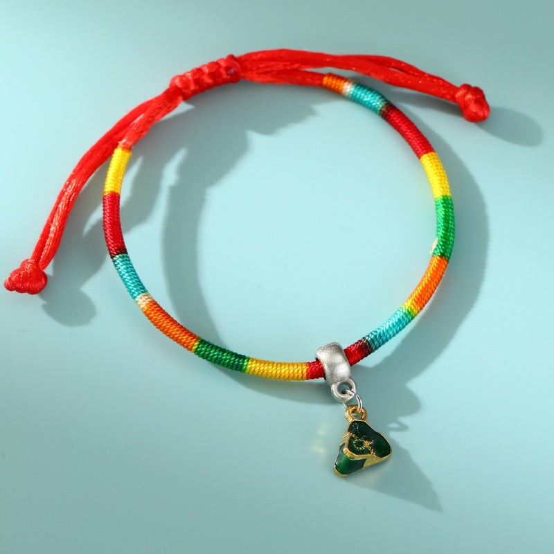 Children's Dragon Boat Festival Colorful Rope Hand-woven Alloy Small Tiger Carrying Bracelet
