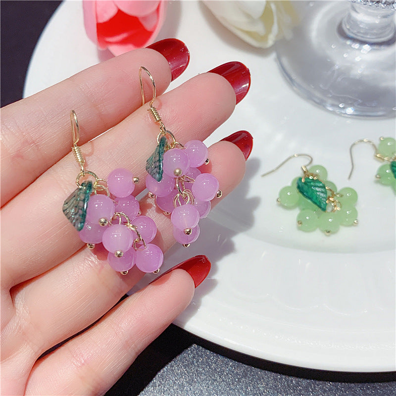 Women's Needle Sweet Purple Crystal Grape For Trendy Simple Cute Stud Earrings