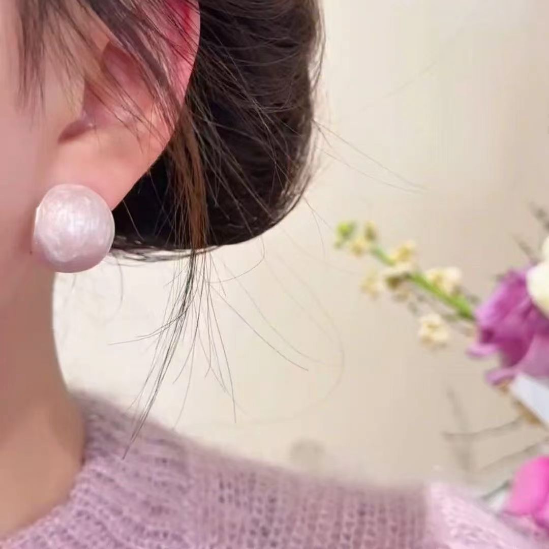 Women's Retro Pink Drip Glazed Semicircle Ear Clip Simple Unique Design Rings