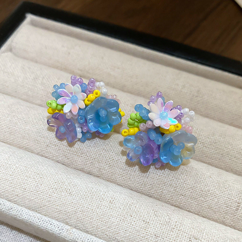 Dopamine Sweet Niche Flower Pearl Fashion Exquisite Stud Earrings