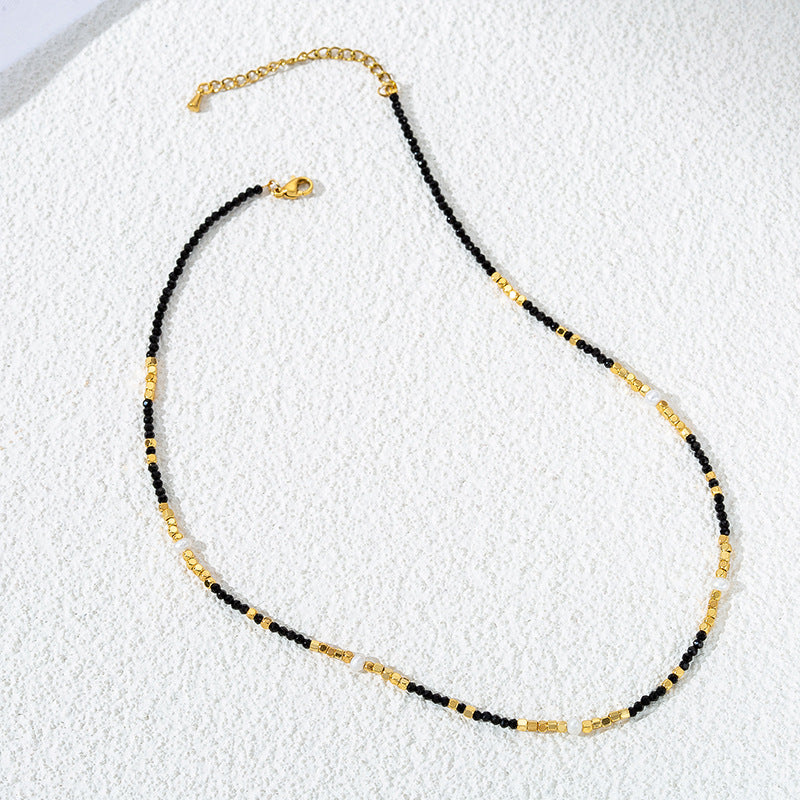 Luxury Titanium Steel Real Gold Clavicle Necklace