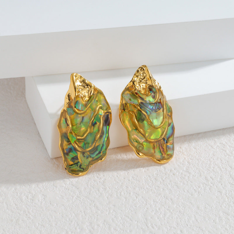 Geometric Irregular Abalone Shell Retro Fashion Elegance Chinese Style Design Rings