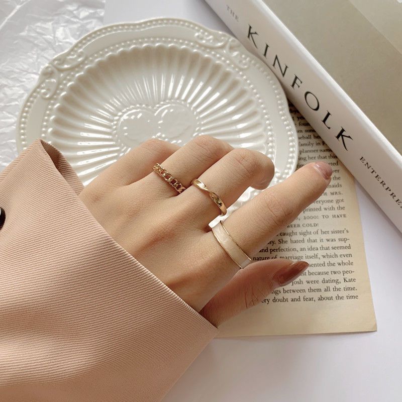 Women's Fashion Simple Three-piece Suit Combination Personality Trendy Cold Opening Adjustable Ring