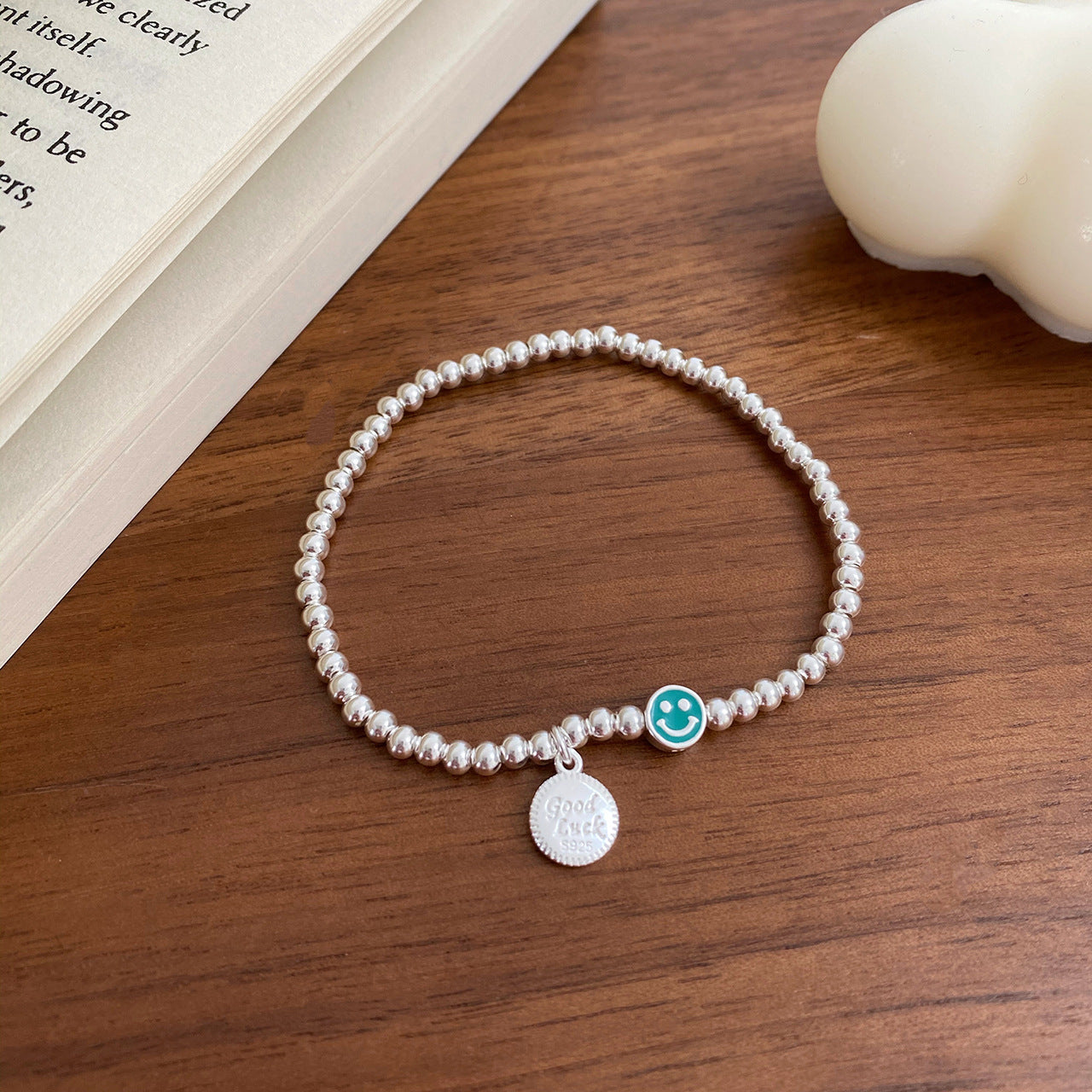 Sier Colors Smiling Face Ball Female Design High-grade Cold Style Bracelet
