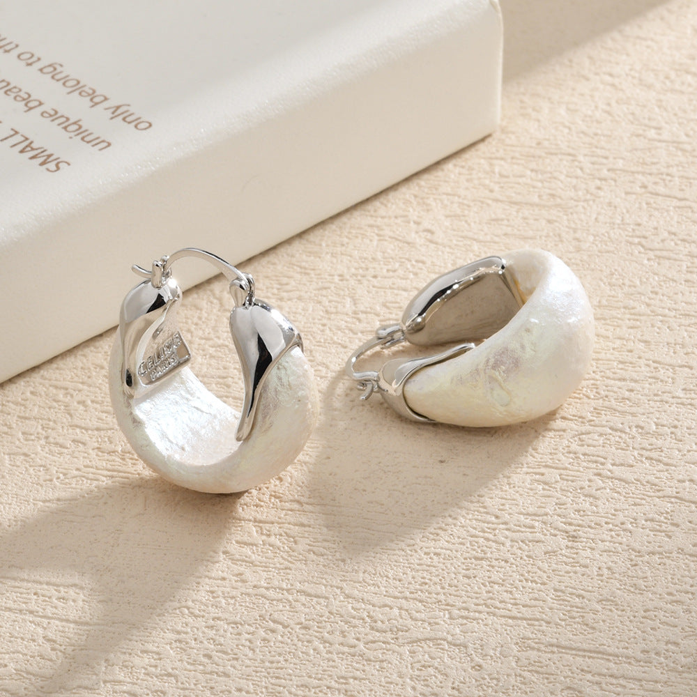 Style U-shaped Snowflake Beads Pearl Clip Ear Buckle