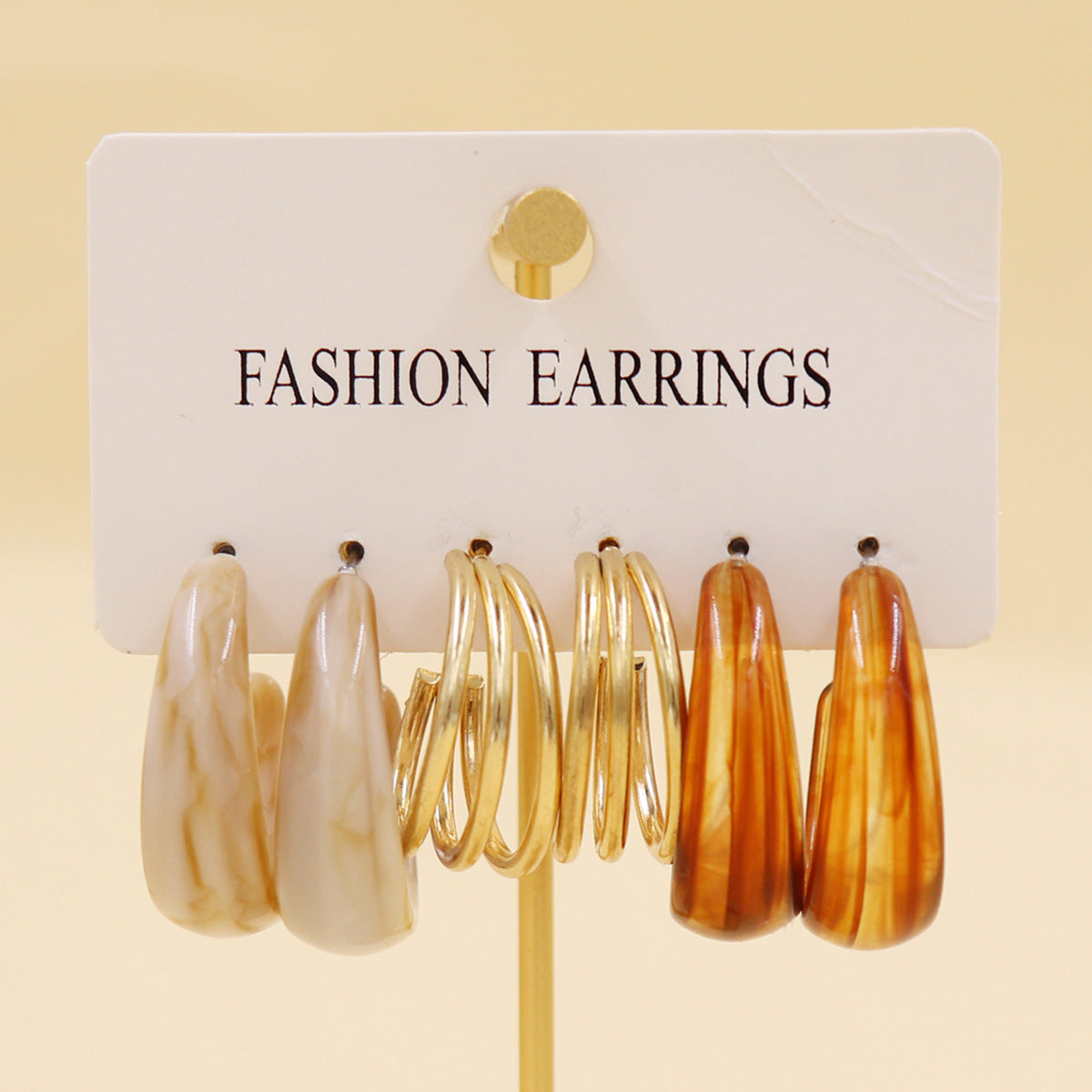 Women's Color Resin Leopard Print Pairs Retro Fashion Earrings