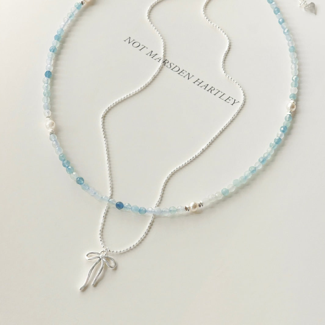 Korean Style Light Luxury Minority Blue Beaded Small Pieces Of Necklaces
