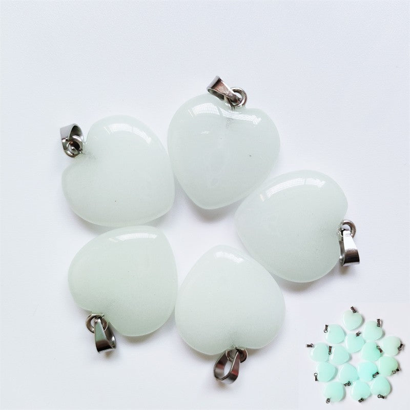 Stone Love Crystal Agate Heart Peach Pendants