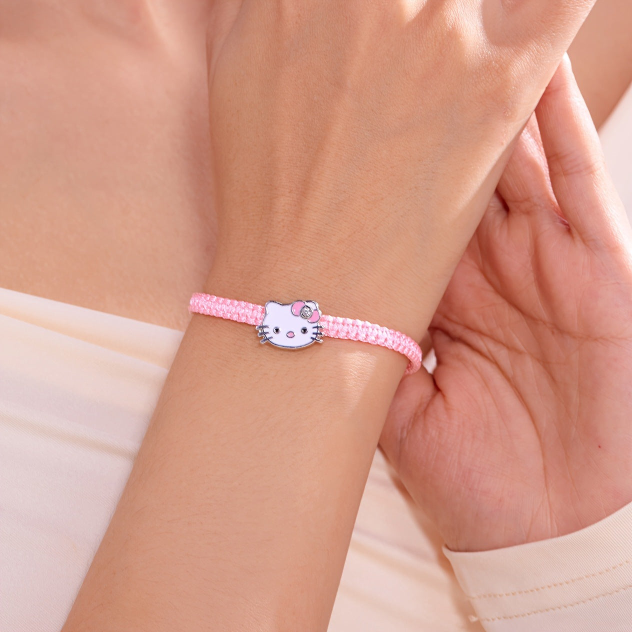 Cute Cartoon Anime Cat Head Carrying Strap Adjustable Kitty Bracelet