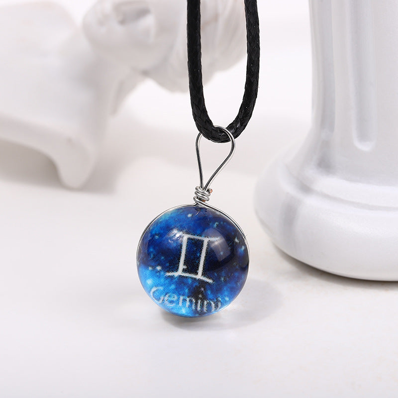 Starry Sky Luminous Twee Constellation Glass Mori Fresh Clavicle Chain Necklace