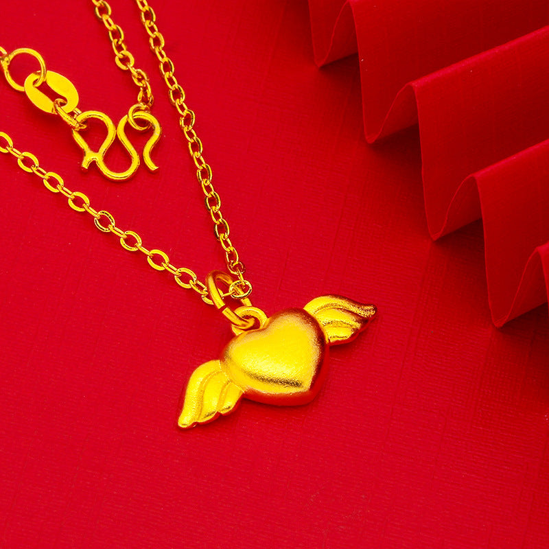 Women's Vietnam Placer Gold Wings Love Angel Live Pendants