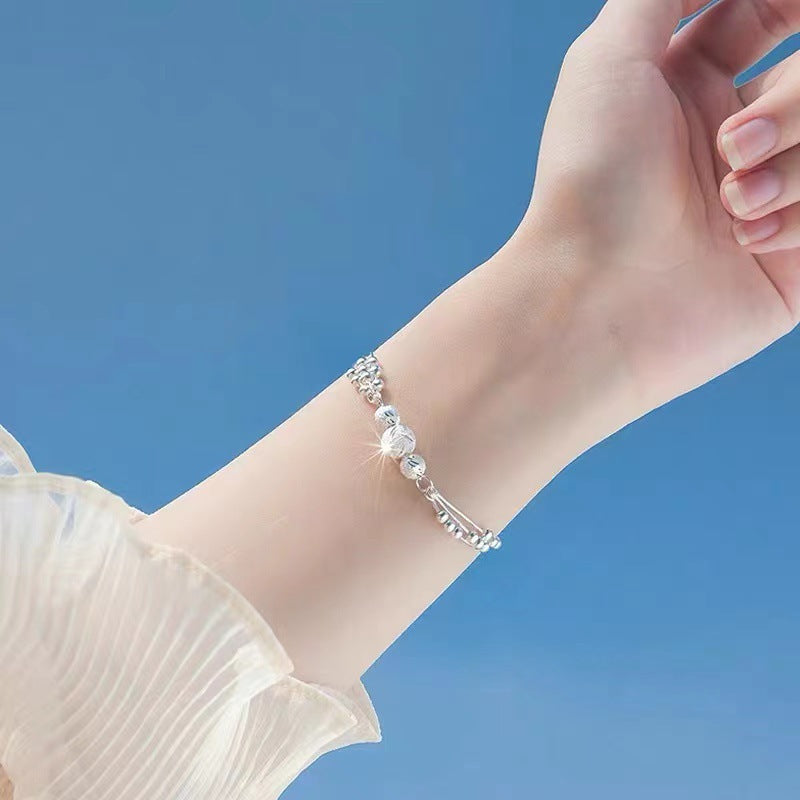 Women's Sier Electroplated Lucky Beads Birthday Gift For Bracelet