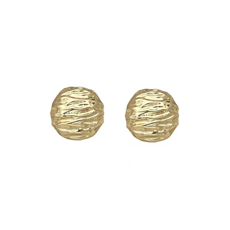 Women's Design Walnut Pattern Metal Light Luxury High-grade Fashion Stud Earrings